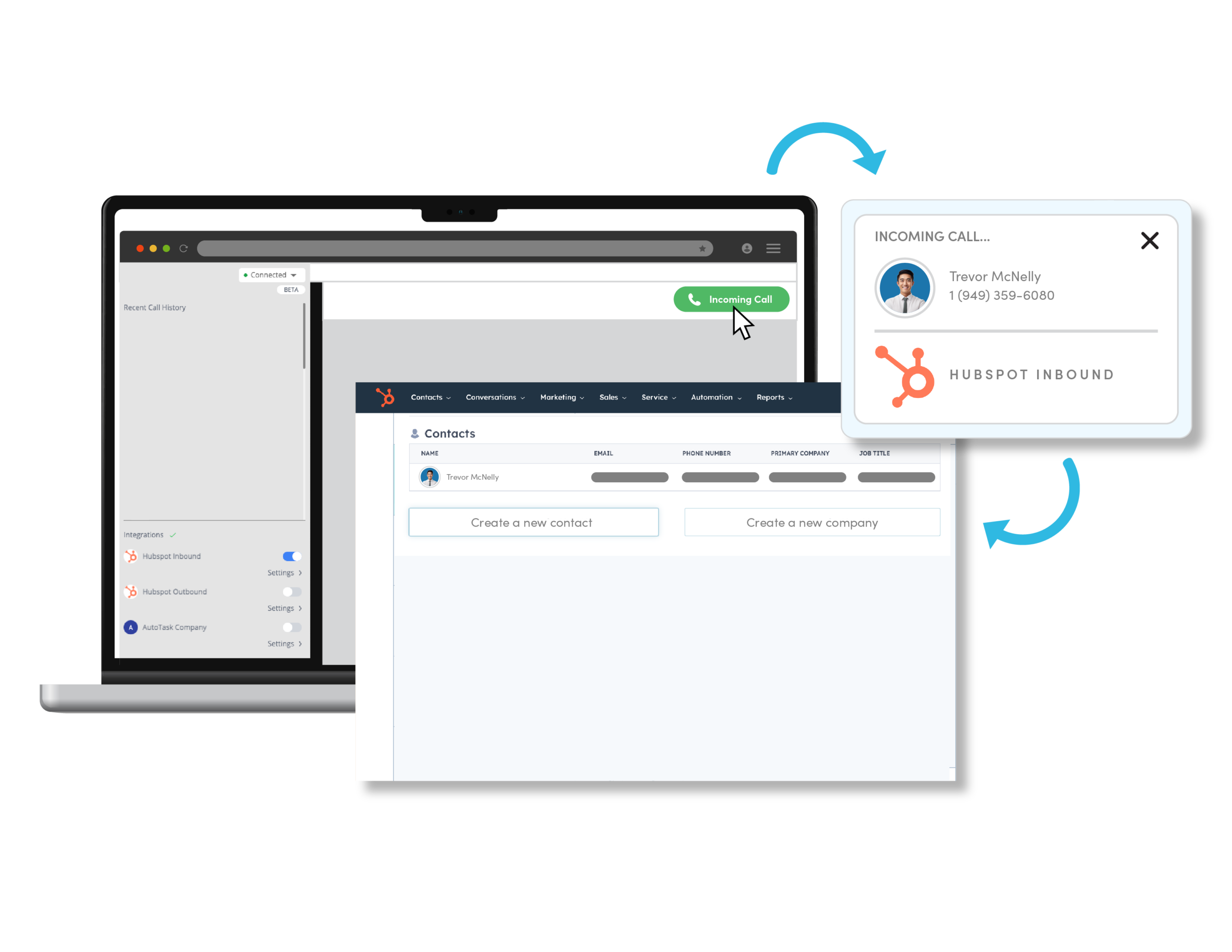 CRM screen pop displaying full customer 360 degree view, caller history, and live interaction timeline